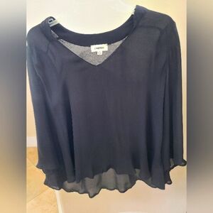 L'Agence sheer 100% silk black blouse